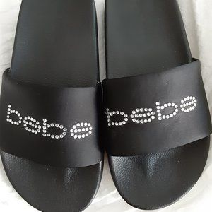 Rhinestone Logo bebe Slides Size 9